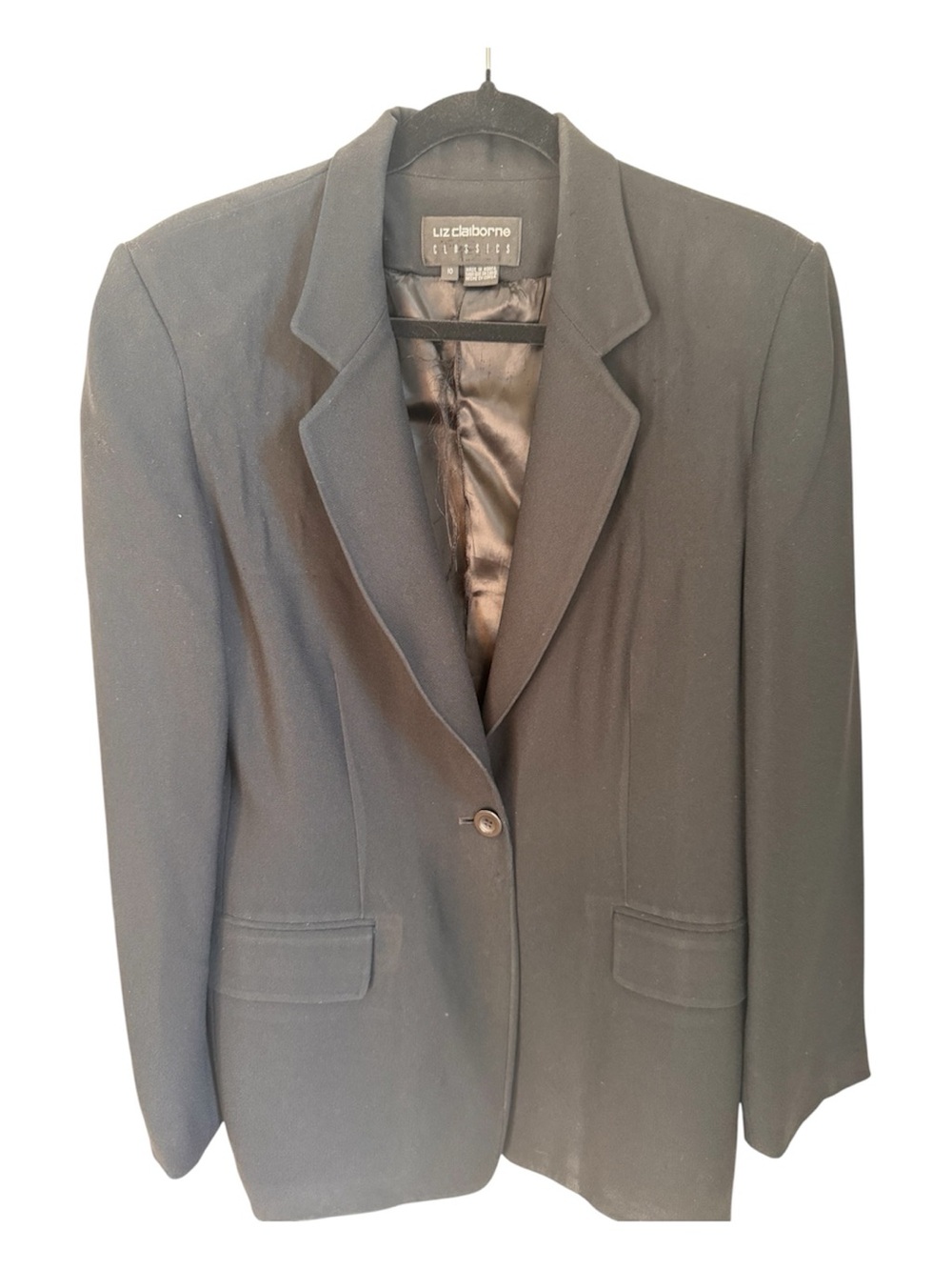 Liz Claiborne Black Single-Button Tailored Blazer-vintage